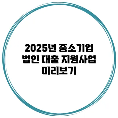 2025년 중소기업 법인 대출 지원사업 미리보기