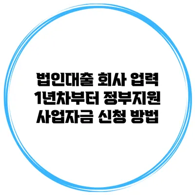 법인대출 회사 업력 1년차부터 정부지원 사업자금 신청 방법