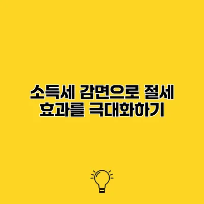 소득세 감면으로 절세 효과를 극대화하기