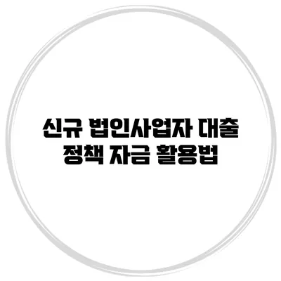 신규 법인사업자 대출 정책 자금 활용법