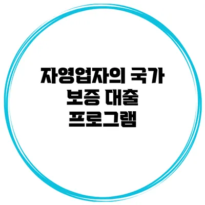 자영업자의 국가 보증 대출 프로그램