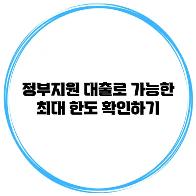 정부지원 대출로 가능한 최대 한도 확인하기