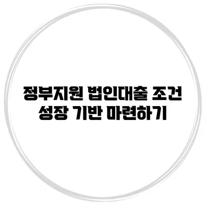 정부지원 법인대출 조건 성장 기반 마련하기