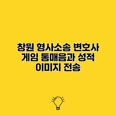 창원 형사소송 변호사 게임 통매음과 성적 이미지 전송